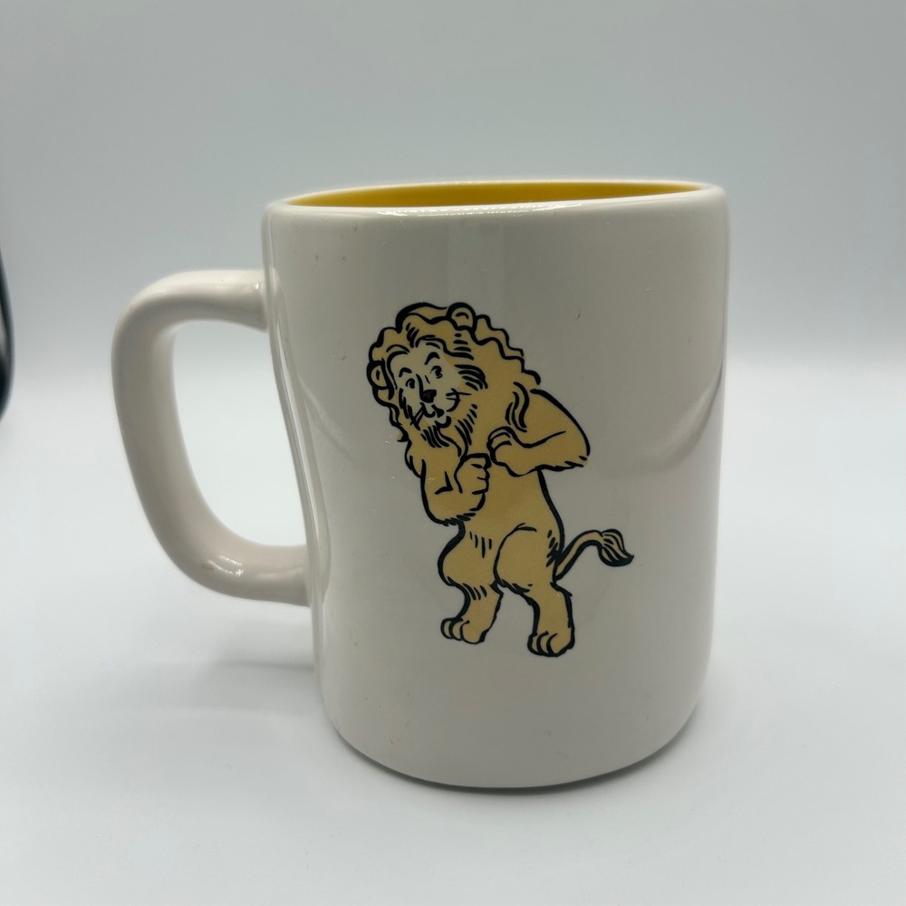 Rae Dunn Wizard of Oz Cowardly Lion Courage Mug Ivory Yellow Artisan Collection